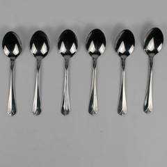 Set of 6 Cambridge Silver Krysten Pattern Stainless Steel Oval Soup Spoons 7"