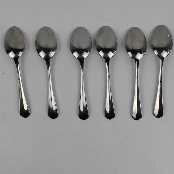 Set of 6 Cambridge Silver Krysten Pattern Stainless Steel Oval Soup Spoons 7"