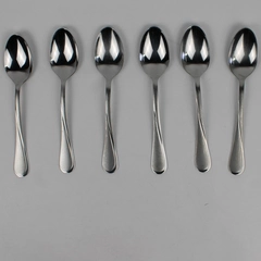 Set of 6 Cambridge Silver Gravity Sand Oval Soup Spoon Stainless 8" Satin Glossy