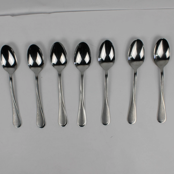 Lot of 7 Cambridge Silver Gravity Sand Oval Soup Spoon Stainless 8" Satin Glossy