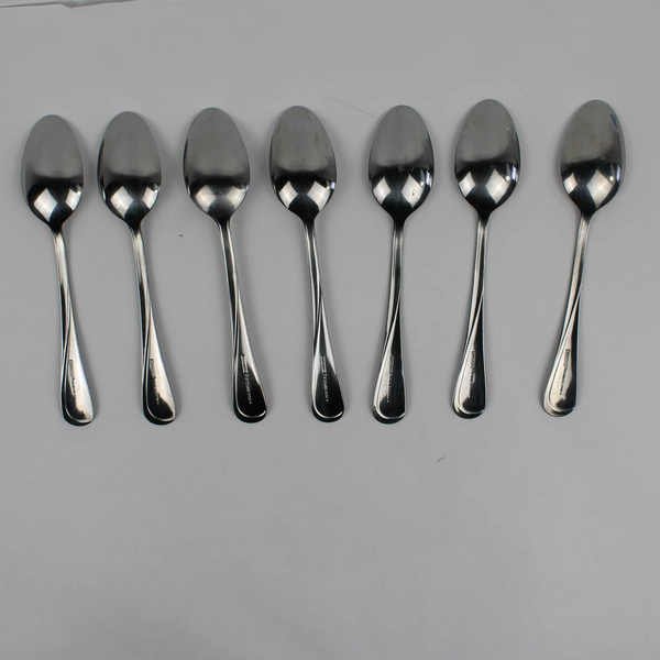 Lot of 7 Cambridge Silver Gravity Sand Oval Soup Spoon Stainless 8" Satin Glossy