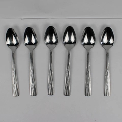 Set of 6 Cambridge Silver Grasmere-Sand Pattern Oval Soup Spoons Stainless Rare