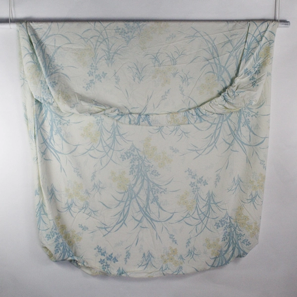 Perma-Press Percale Blue Plant/Floral Patterned Fitted Sheet Queen Size