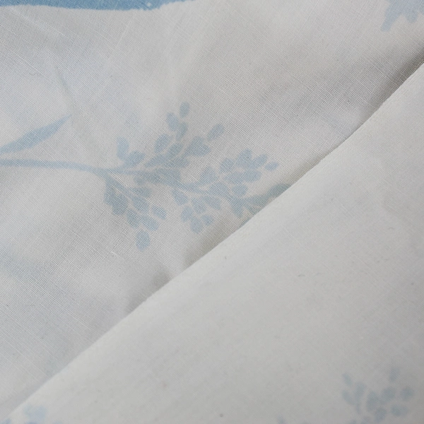 Perma-Press Percale Blue Plant/Floral Patterned Fitted Sheet Queen Size