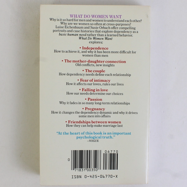 What Do Women Want by Luise Eichenbaum & Susie Orbach 1984 Paperback