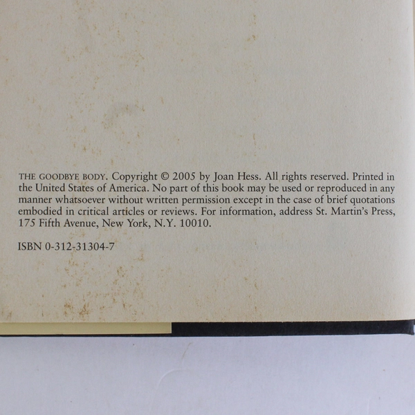 Goodbye Body by Joan Hess 2005 1st Edition Hardcover Dust Jacket