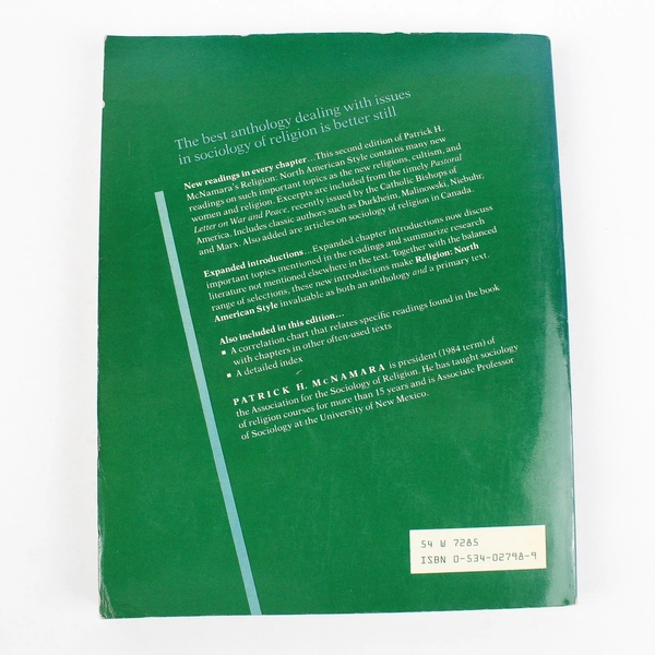 Religion North American Style by Patrick H McNamara 1984 Paperback