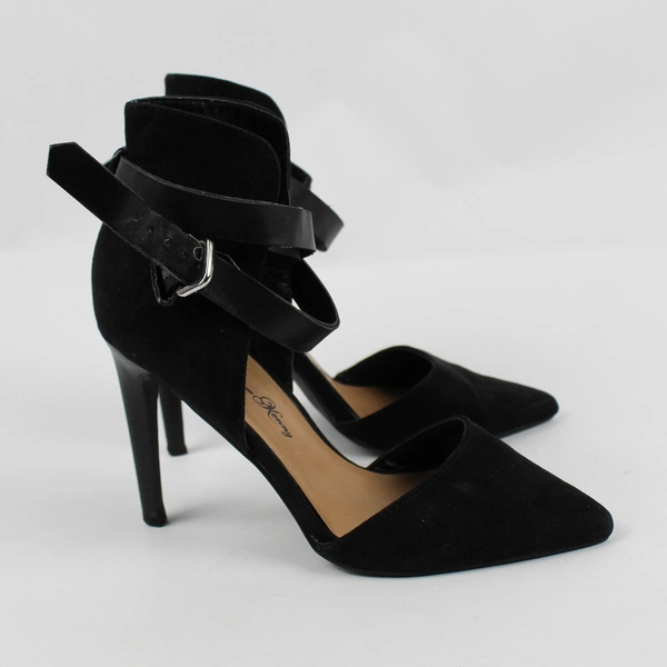 Penny Loves Kenny Black Suede 4" Heel Strappy Women's Size 6.5
