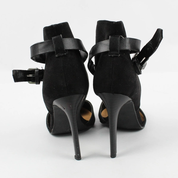 Penny Loves Kenny Black Suede 4" Heel Strappy Women's Size 6.5