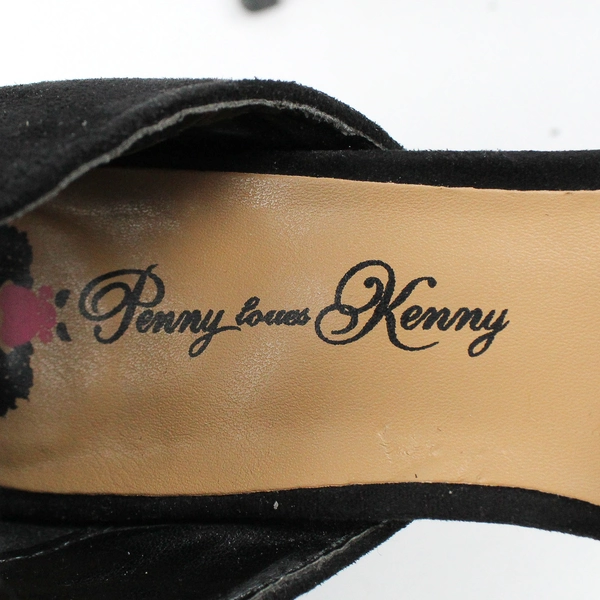 Penny Loves Kenny Black Suede 4" Heel Strappy Women's Size 6.5