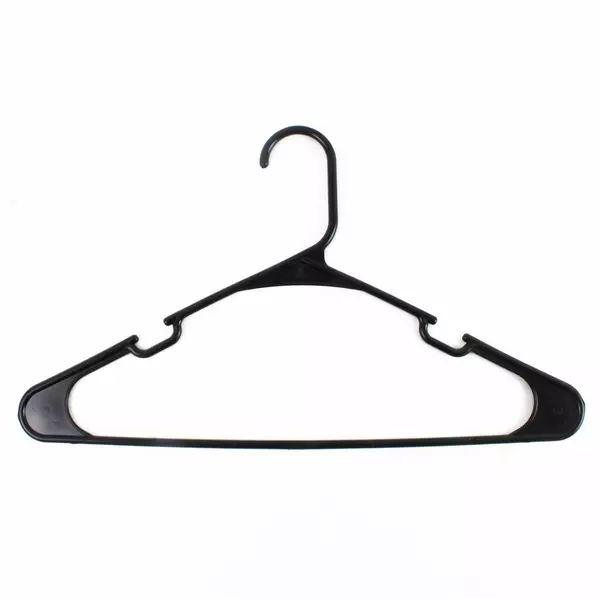 Lot of 10 Plastic Black Tubular Clothes Hangers w/ Shoulder Notches