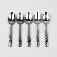 Lot of 5 Oneida Quadratic Pattern Teaspoons Glossy Frosted 6.25 Inches