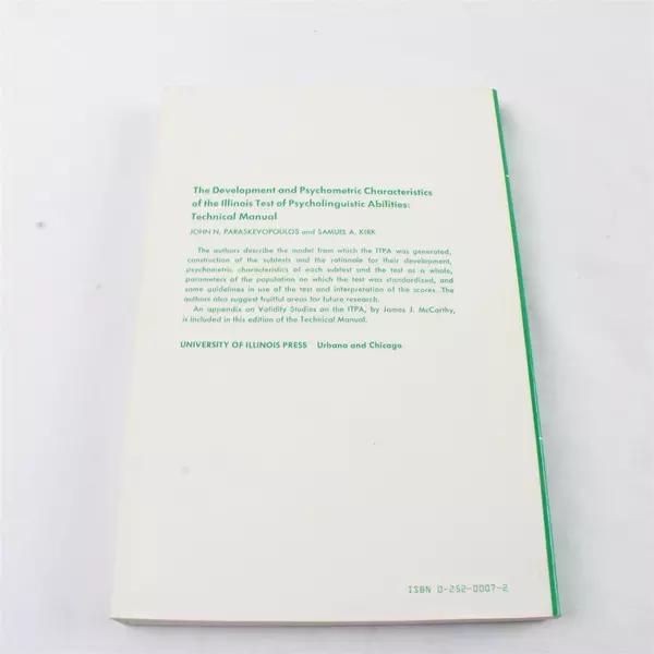 Development & Psychometric Characteristics Illinois Test Paperback 1985 