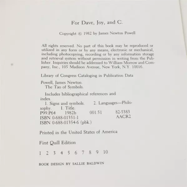 THE TAO OF SYMBOLS by James N. Powell First Edition Paperback Good Condition