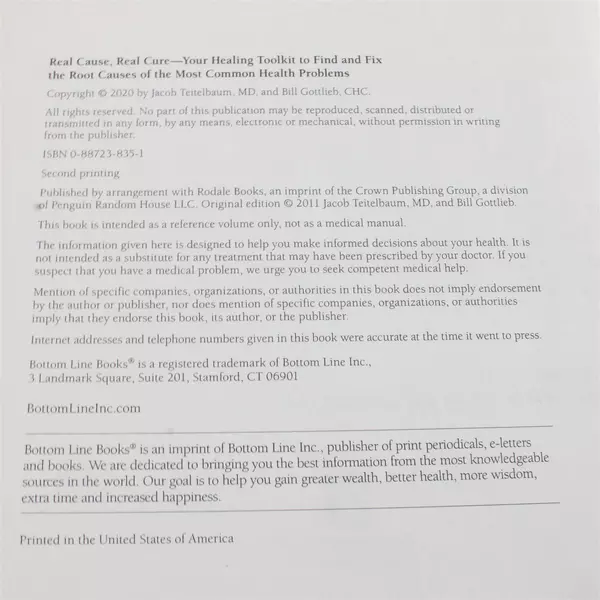 Bottom Line's Real Cause Real Cure Hardcover Book Good Condition Medical Guide