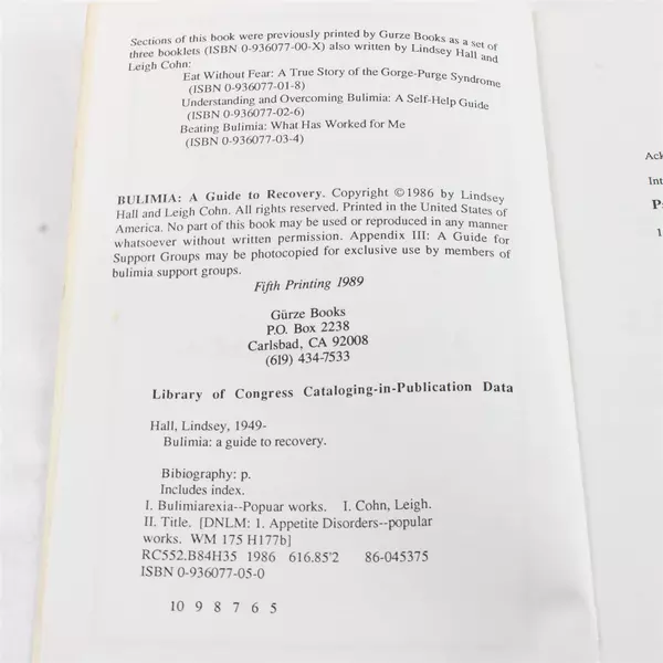 Bulimia A Guide to Recovery Paperback Book by Lindsey Hall