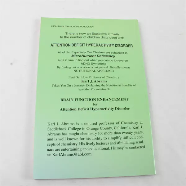 Attention Deficit Hyperactivity Disorder A Nutritional Approach Paperback 