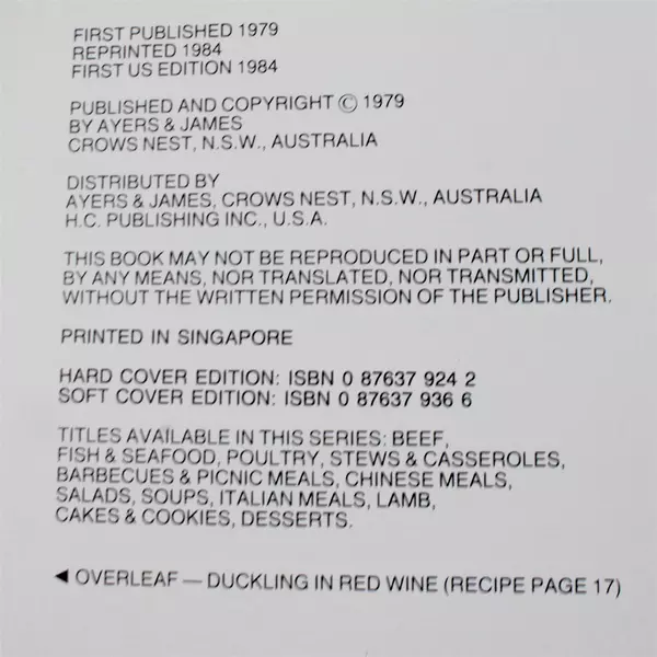 All Color Wonderful Ways to Prepare Stews and Casseroles Hardcover Cookbook