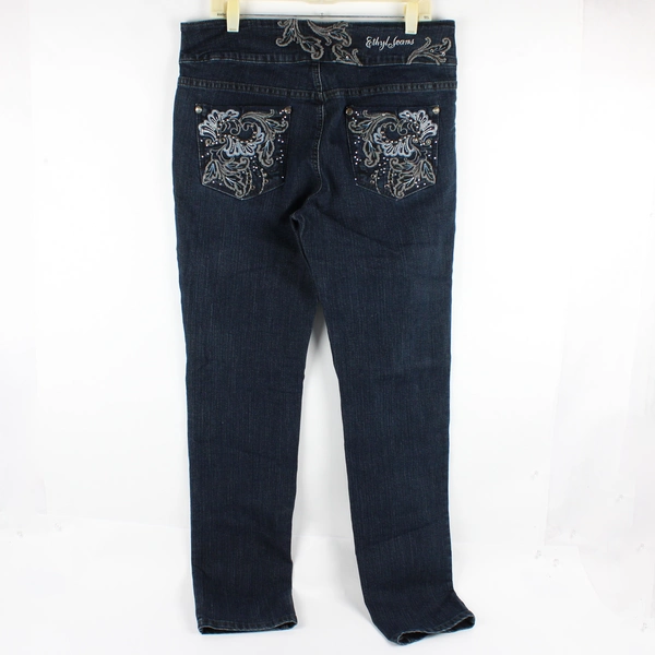 Ethyl Women's 12 Y2K Rhinestone Filigree Decorated Skinny Jeans