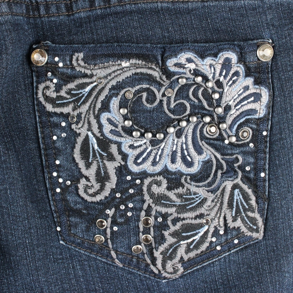 Ethyl Women's 12 Y2K Rhinestone Filigree Decorated Skinny Jeans