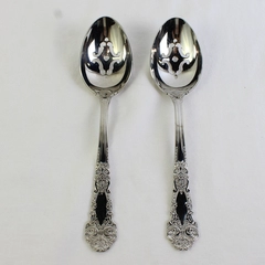 VTG Lot of 2 Reed & Barton Renaissance Serveware Pierced Tablespoons 18/10 8.75 