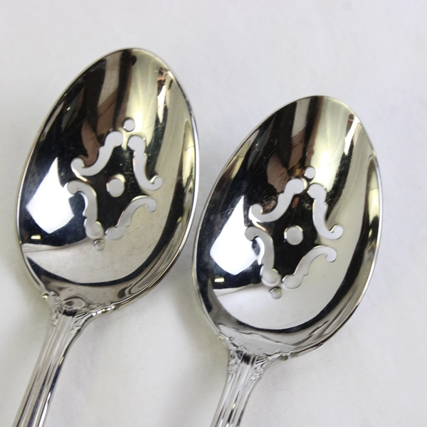 VTG Lot of 2 Reed & Barton Renaissance Serveware Pierced Tablespoons 18/10 8.75 