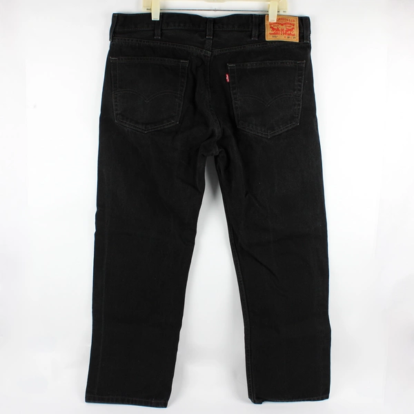 Levis 505 Men's 38x29 Black Straight Leg Denim Jeans