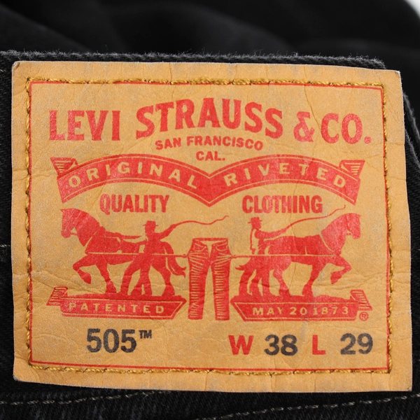 Levis 505 Men's 38x29 Black Straight Leg Denim Jeans