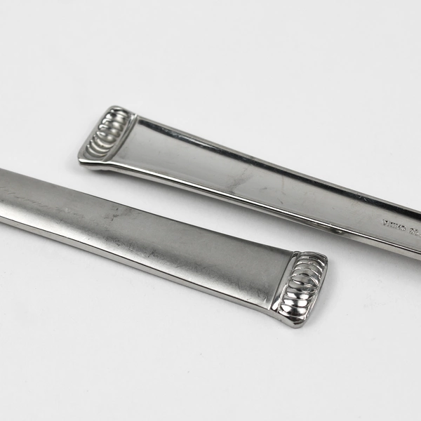 Lot of 2 Retroneu Xena Frost Pattern 18/10 Stainless Oval Soup Spoons 7.75 Inch