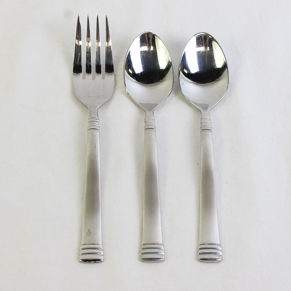 Lot Of 3 Retroneu Nocturne Pattern 18/10 Stainless 2 Teaspoons 1 Salad Fork Rare