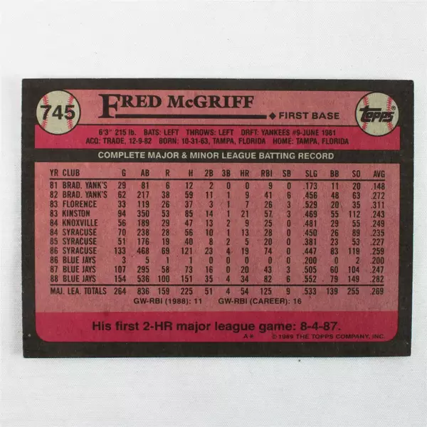 Lot of 9 Fred McGriff Baseball Cards Vintage Collector Cards