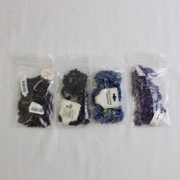 Lot of 5 Small Gemstone Stringed Beads Purple, Black, and Blue