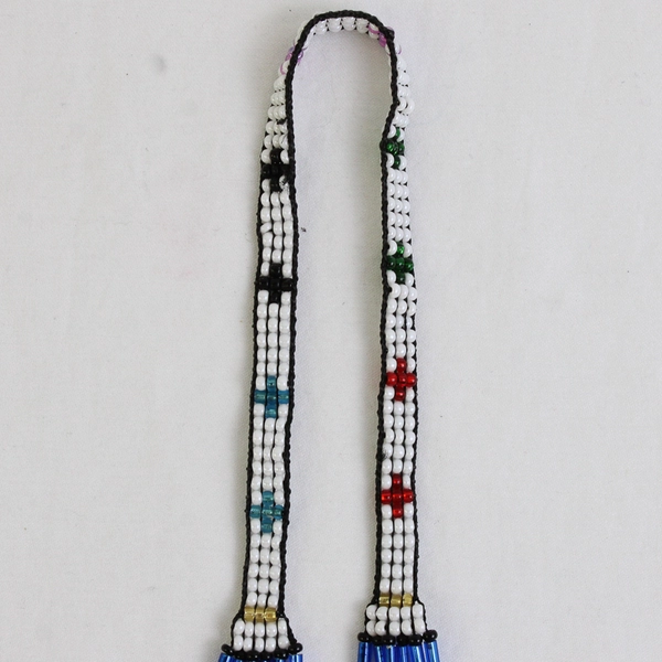 Colorful Tribal Beaded Necklace Woven Macrame Seed Bead Seahorse Design 12"
