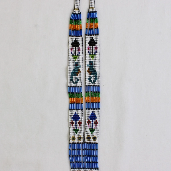 Colorful Tribal Beaded Necklace Woven Macrame Seed Bead Seahorse Design 12"