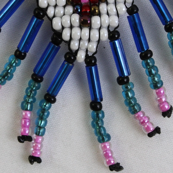 Colorful Tribal Beaded Necklace Woven Macrame Seed Bead Seahorse Design 12"