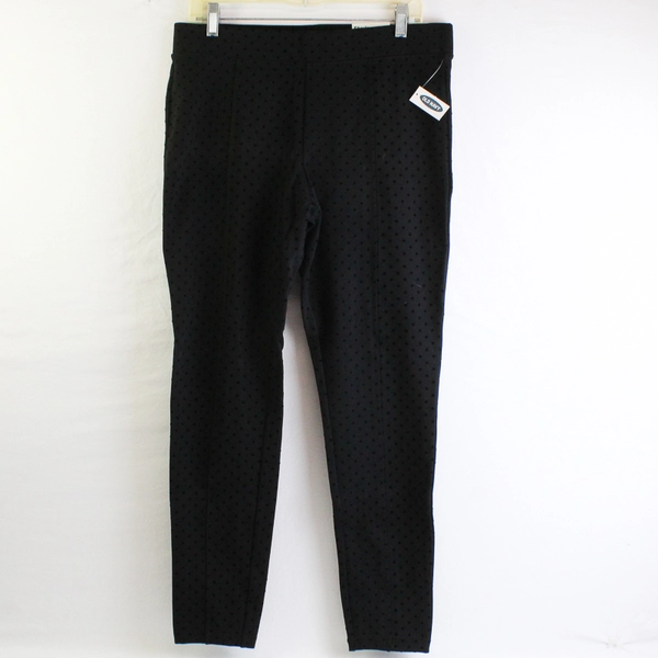 NWT Old Navy Stevie Ankle Pants Black Polka Dot Pattern Women's Large