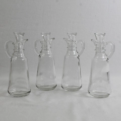 Lot Of 4 Anchor Hocking Presence Clear Glass Cruets With Stoppers 5.75" Tall