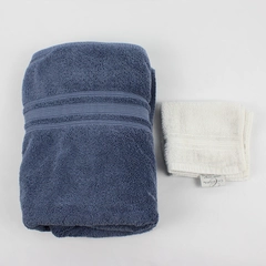 Lot Of 2 Charisma Luxury Towels 1 Blue Bath & 1 White Washcloth 100% Cotton