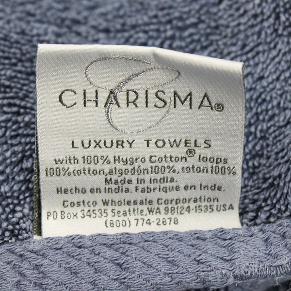 Lot Of 2 Charisma Luxury Towels 1 Blue Bath & 1 White Washcloth 100% Cotton