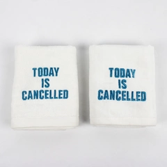 Lot Of 2 Everyday Living White Hand Towels Embroidered 'Today Is Cancelled'