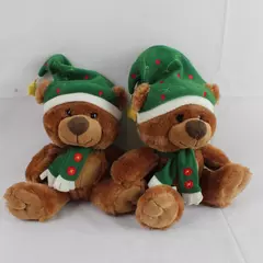 Lot of 2 American Greetings Tinsel the Bear Plush Christmas Santa Hat Toys