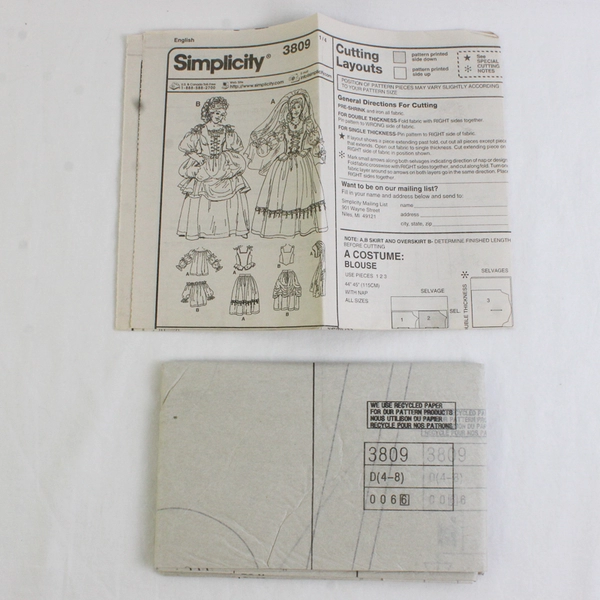 Simplicity Andrea Schewe 3809 Renaissance Costume Collection Womens D (4, 6, 8)