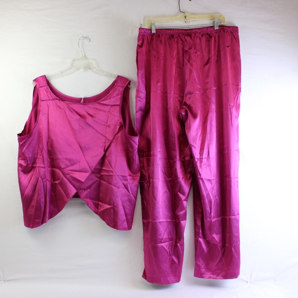 NWT Ekouaer Women's XXL 2 Piece Pink Satin Sleep Set Tank and Pants