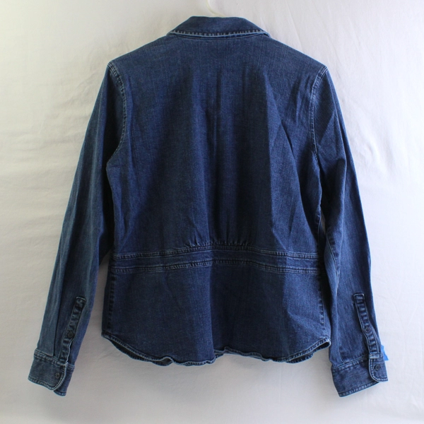Liz Claiborne Women's L Dark Denim Jean Jacket Lightweight w/ Cinched Waist