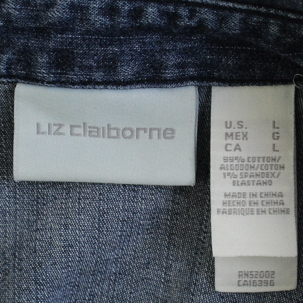 Liz Claiborne Women's L Dark Denim Jean Jacket Lightweight w/ Cinched Waist