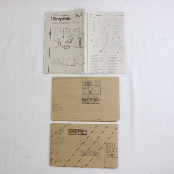 Simplicity Roman Exile Designs 2334 Musketeer Costumes Mens Size AA (XS, S, M)