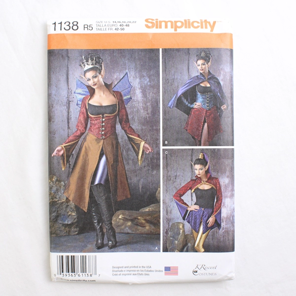 Simplicity Krescent Costumes 1138 Fantasy Style Women's Size R5 (14,16,18,20,22)