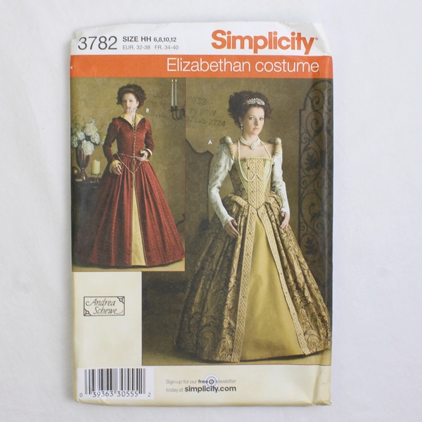 Simplicity Andrea Schewe 3782 Elizabethan Costume Women's Size HH (6, 8, 10, 12)