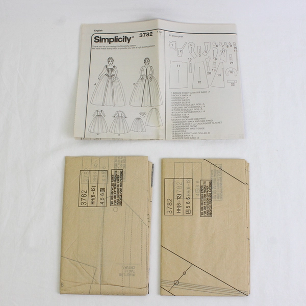 Simplicity Andrea Schewe 3782 Elizabethan Costume Women's Size HH (6, 8, 10, 12)