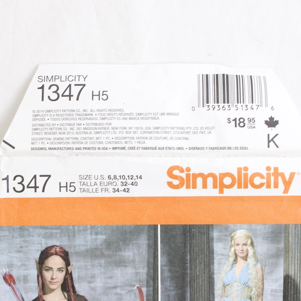 Simplicity Andrea Schewe 1347 Elven Princess Costumes Women's H5 (6,8,10,12,14)